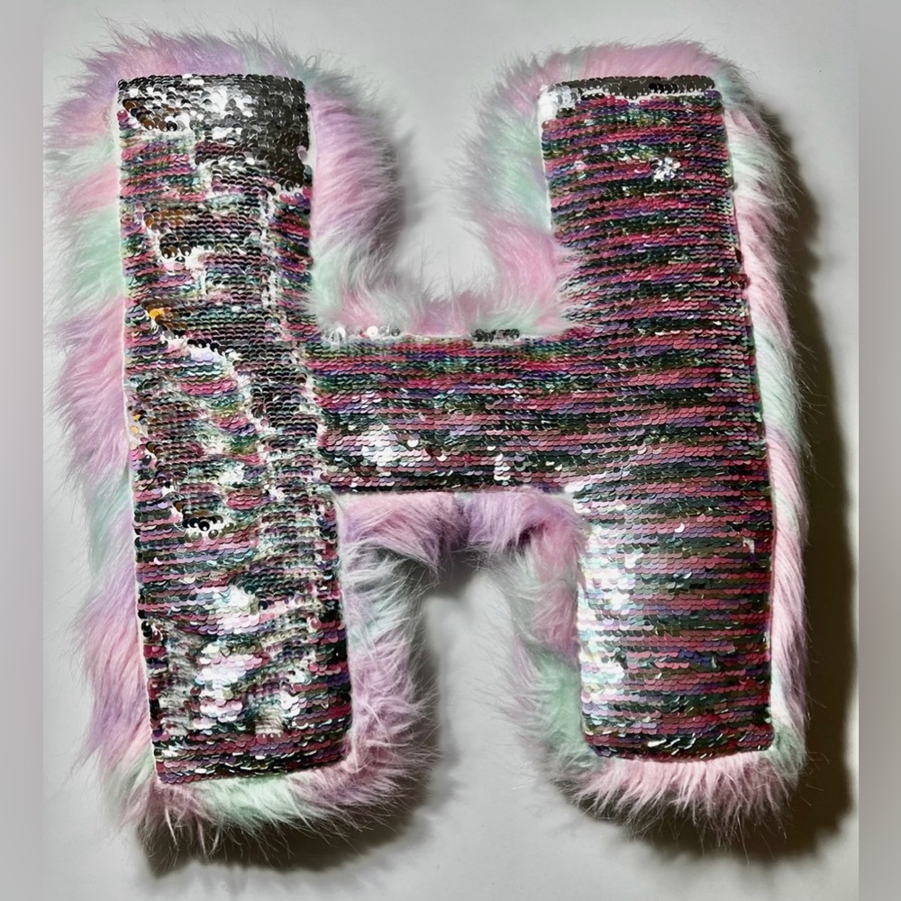 Large sequin letter H pillow by Justice same day shipping